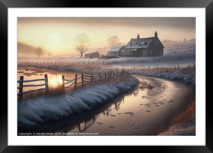 Misty Winter Sunrise III Framed Mounted Print by Harold Ninek