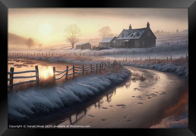 Misty Winter Sunrise III Framed Print by Harold Ninek