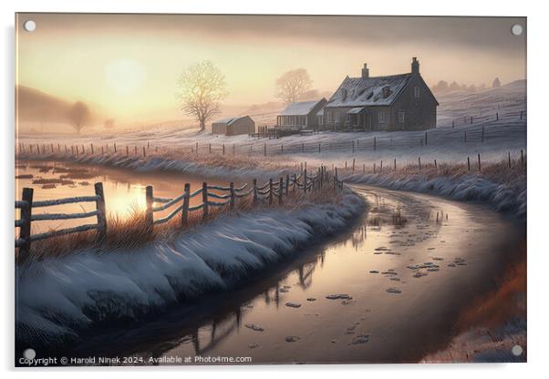 Misty Winter Sunrise III Acrylic by Harold Ninek