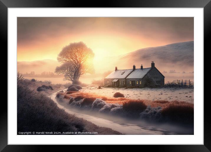 Misty Winter Sunrise II Framed Mounted Print by Harold Ninek