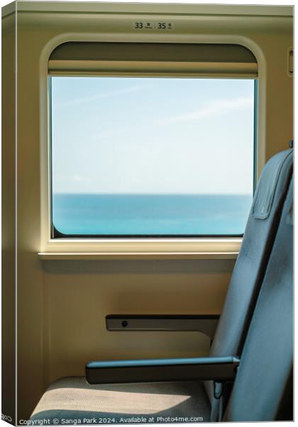 Train and sea view Canvas Print by Sanga Park