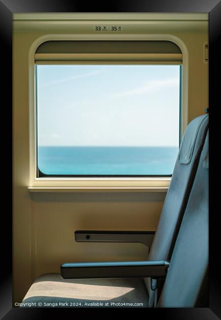 Train and sea view Framed Print by Sanga Park