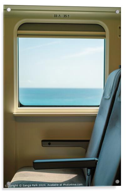 Train and sea view Acrylic by Sanga Park