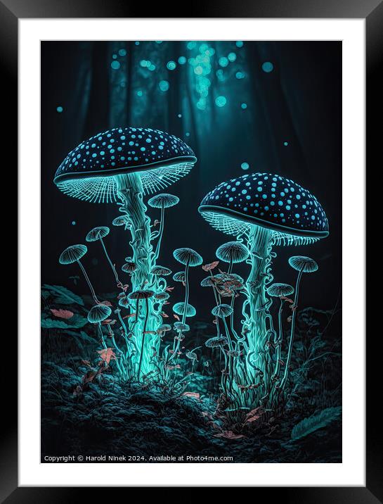 Radiant Fungi II Framed Mounted Print by Harold Ninek