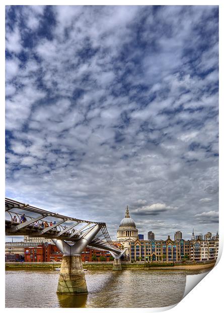 London St Paul’s Cathedral and Millennium Bridge Print by Mike Gorton
