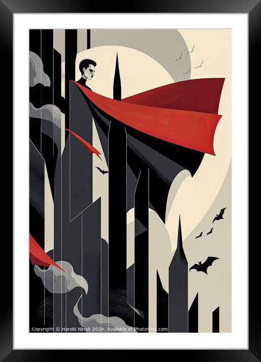 The Count and his Big Red Cape Framed Mounted Print by Harold Ninek