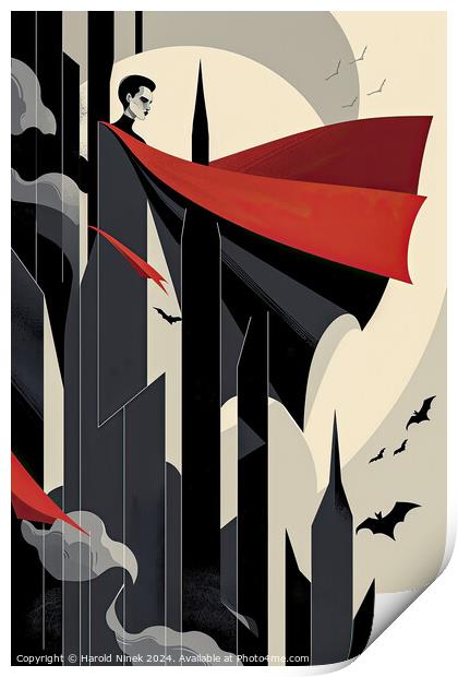 The Count and his Big Red Cape Print by Harold Ninek