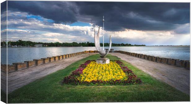 The sculpture Wings on the Palic lake in Serbia Canvas Print by Dejan Travica