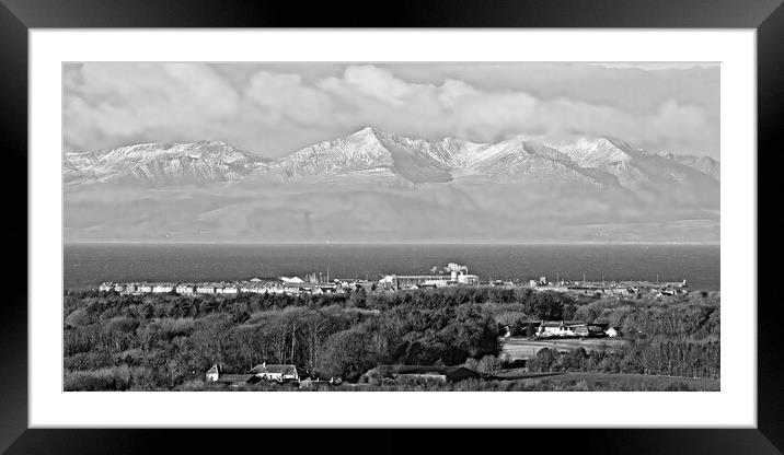 Troon and Arran, the mountains snow capped Framed Mounted Print by Allan Durward Photography