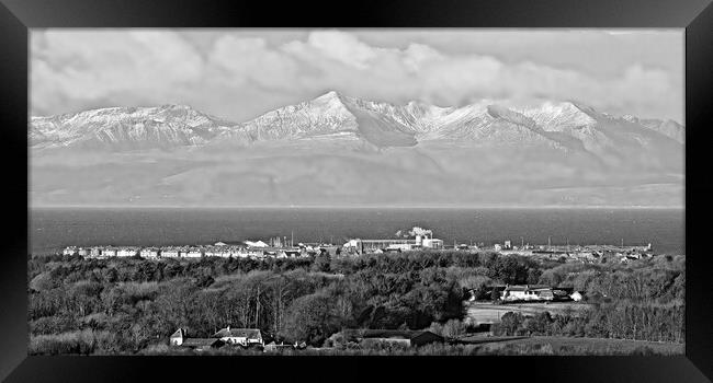 Troon and Arran, the mountains snow capped Framed Print by Allan Durward Photography