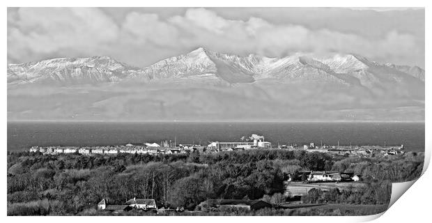 Troon and Arran, the mountains snow capped Print by Allan Durward Photography