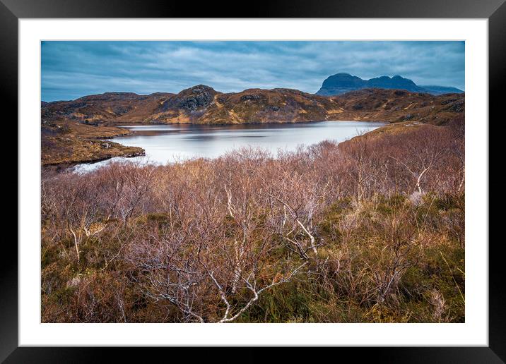Loch Buine Moire and Suilven Framed Mounted Print by John Frid