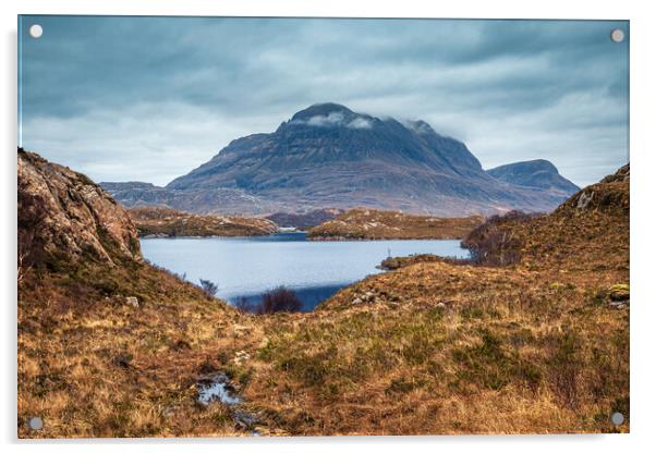 Cul Mor and Loch Sionascaig Acrylic by John Frid
