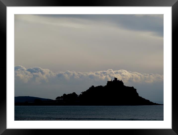St Michael’s Mount silhouette  Framed Mounted Print by Beryl Curran