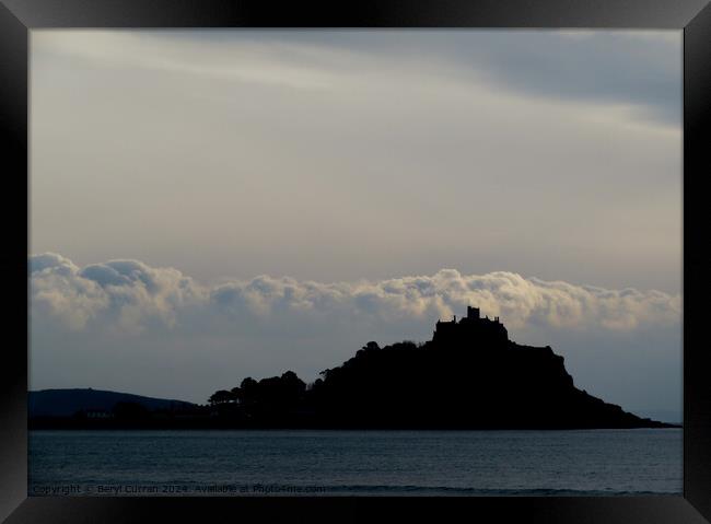 St Michael’s Mount silhouette  Framed Print by Beryl Curran