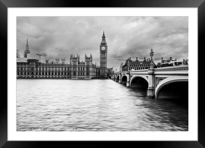 Westminster Abbey on the thames London  Framed Mounted Print by Holly Burgess