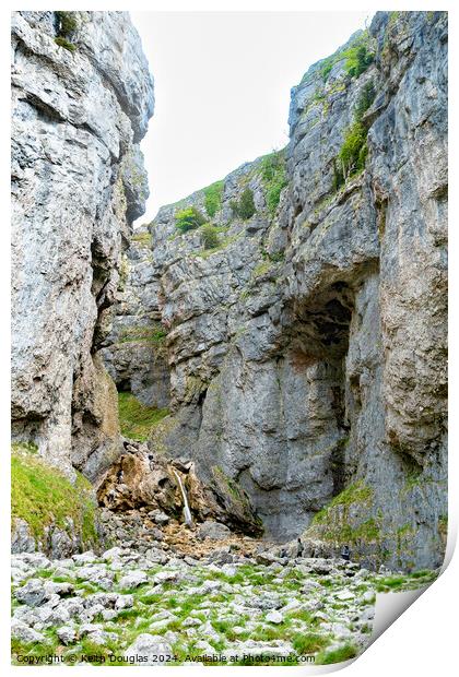 Gordale Scar and the path to Malham Tarn Print by Keith Douglas
