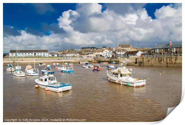 West Bay, originally known as Bridport Harbour, is a small harbour settlement and resort on the English Channel coast in Dorset, England,  Print by Holly Burgess