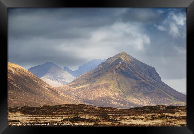 The Mystical Peaks of Skye Framed Print by Mark Greenwood