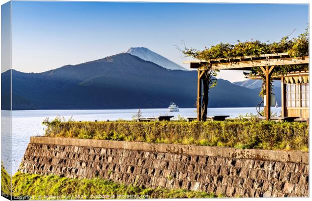 Colorful Mount Fuji Ships Lake Ashiniko Hakone Kanagawa Japan  Canvas Print by William Perry
