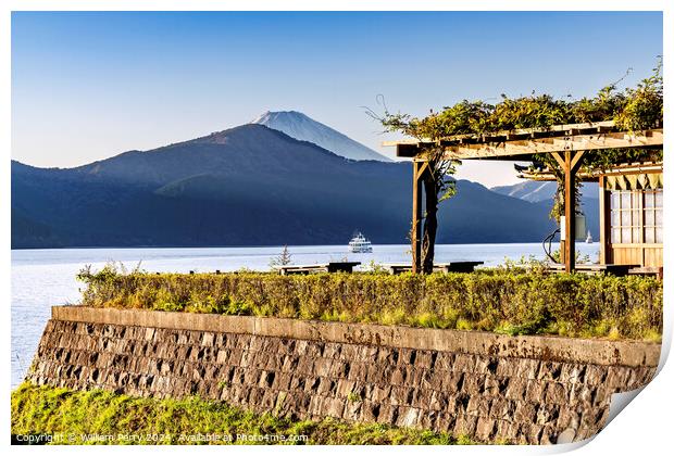 Colorful Mount Fuji Ships Lake Ashiniko Hakone Kanagawa Japan  Print by William Perry