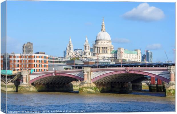 Blackfriars Bridge and St Pauls Cathedral Canvas Print by Kasia Design