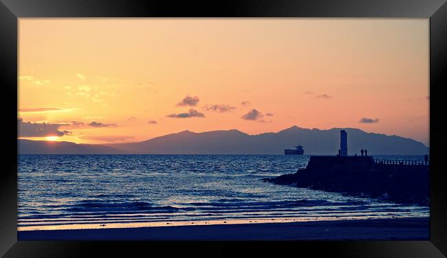 Arran sunset, Ayr pier Framed Print by Allan Durward Photography