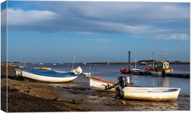 Boats beached in Wells-next-the-sea Harbour Canvas Print by Chris Yaxley