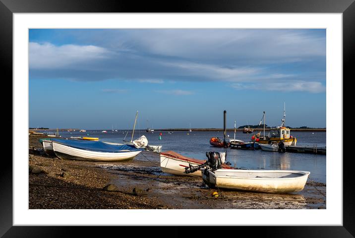 Boats beached in Wells-next-the-sea Harbour Framed Mounted Print by Chris Yaxley