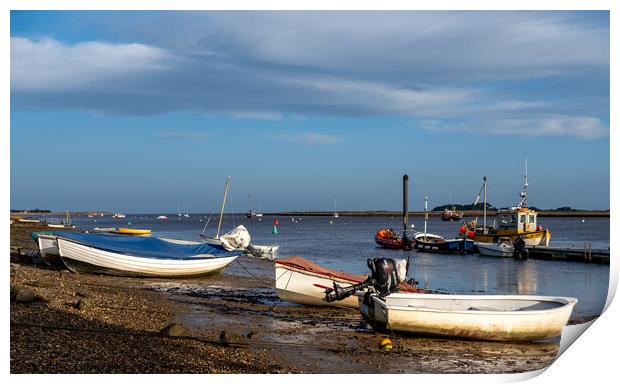 Boats beached in Wells-next-the-sea Harbour Print by Chris Yaxley