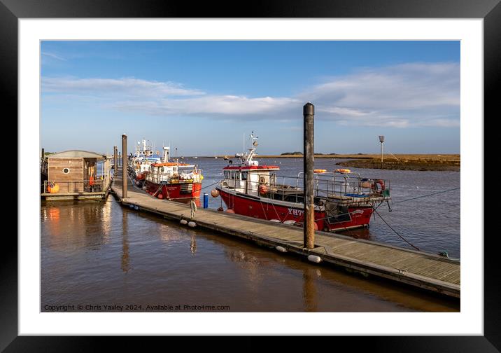 Fishing boats in Wells-next-the-sea harbour Framed Mounted Print by Chris Yaxley