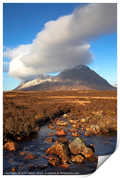 Buachaille Etive Mor and Coupal River, Lochaber, S Print by Arch White