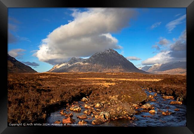 Buachaille Etive Mor, Coupal River, Lochaber, Scot Framed Print by Arch White