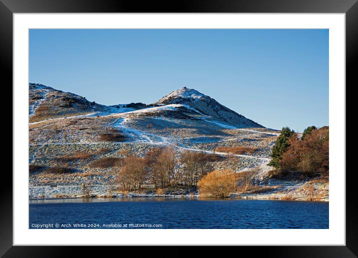 Dunsapie Loch with snow on Arthur's Seat in backgr Framed Mounted Print by Arch White