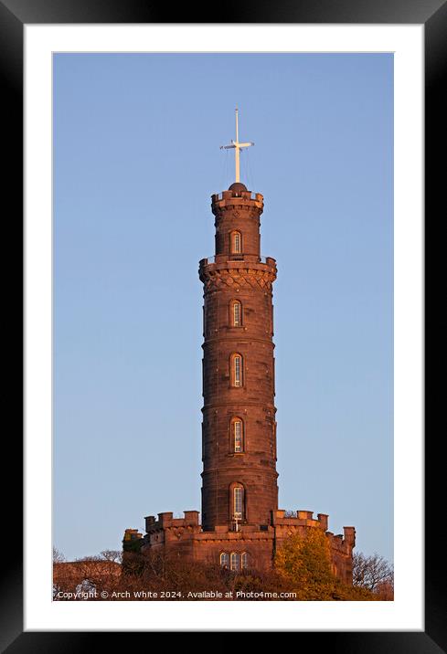 Snset, Nelson Monument, Calton Hill, Edinburgh, Sc Framed Mounted Print by Arch White