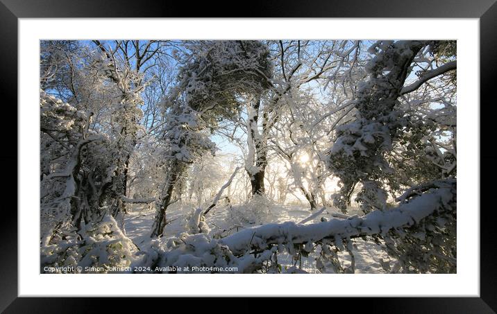 A tree covered in snow Framed Mounted Print by Simon Johnson