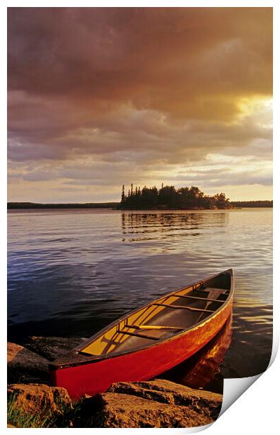 canoe on Nutimik Lake Print by Dave Reede