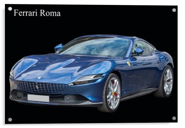 Ferrari Roma Italian sports car Acrylic by Kevin Hellon