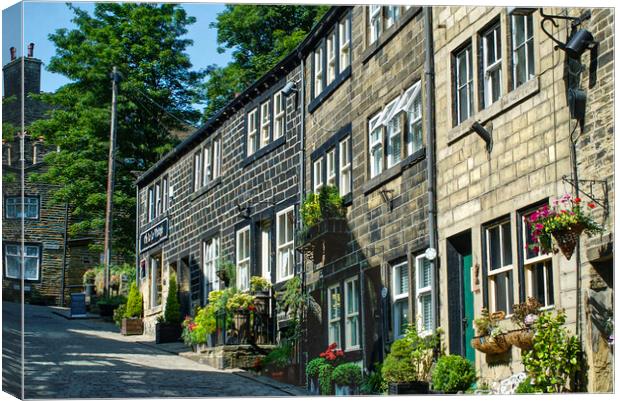 Haworth Main Street Cottages Canvas Print by Alison Chambers