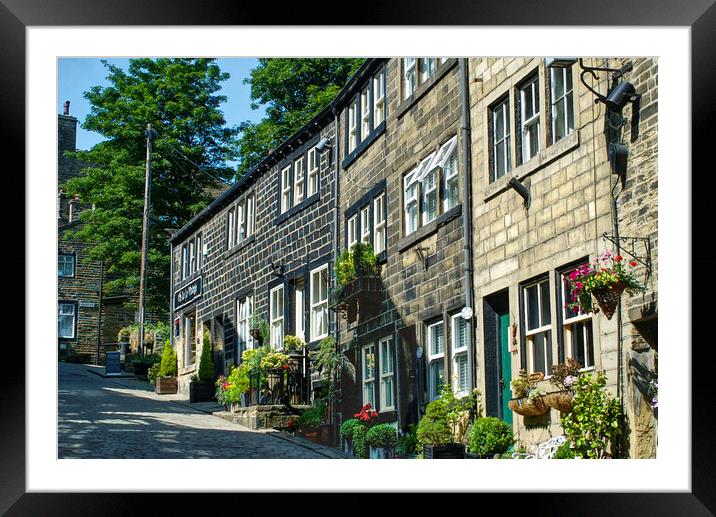 Haworth Main Street Cottages Framed Mounted Print by Alison Chambers