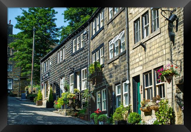 Haworth Main Street Cottages Framed Print by Alison Chambers