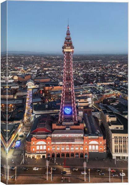Blackpool Tower at Dusk Canvas Print by Apollo Aerial Photography