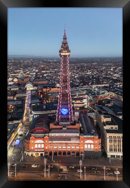 Blackpool Tower at Dusk Framed Print by Apollo Aerial Photography