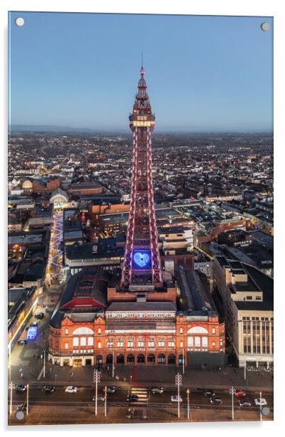 Blackpool Tower at Dusk Acrylic by Apollo Aerial Photography