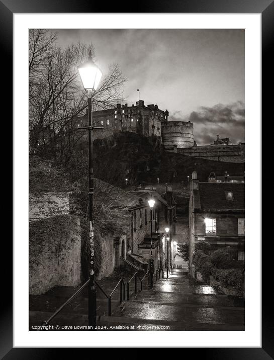 Edinburgh Castle from the Vennel Framed Mounted Print by Dave Bowman