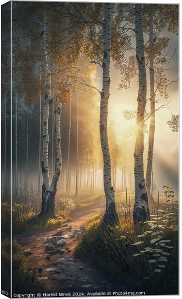 Autumn Amidst the Silver Birches I Canvas Print by Harold Ninek