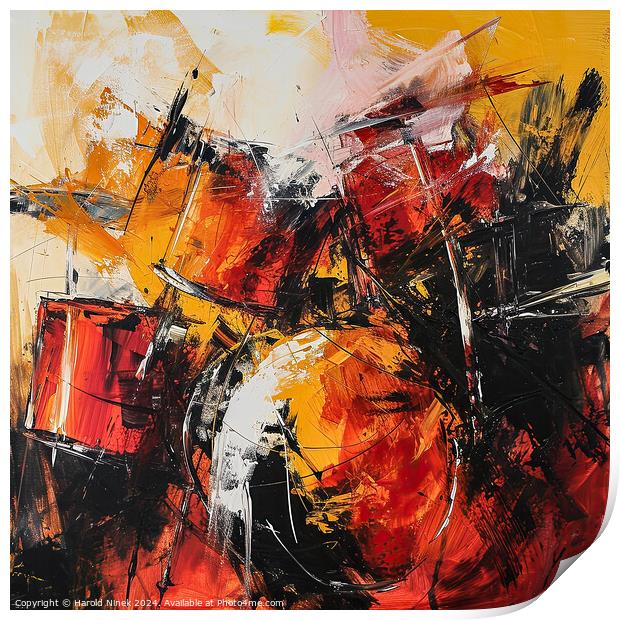Drum Kit Print by Harold Ninek