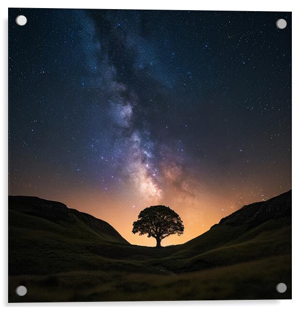 Sycamore Gap under the Milky Way Acrylic by CC Designs