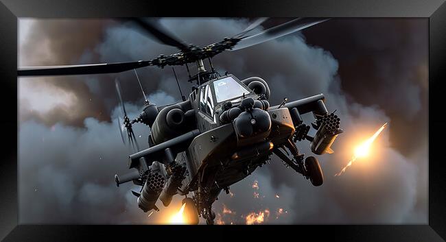 Apache AH1 in Combat  Framed Print by CC Designs
