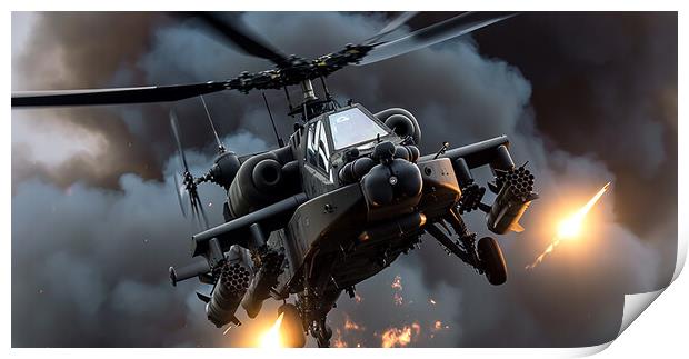Apache AH1 in Combat  Print by CC Designs